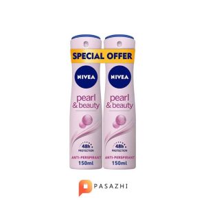 بسته دو عددی اسپری ضد تعریق زنانه نیوا Nivea صورتی مدل Pearl beauty حجم 150 میلی لیتر