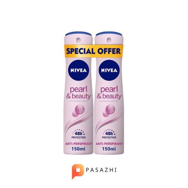 بسته دو عددی اسپری ضد تعریق زنانه نیوا Nivea صورتی مدل Pearl beauty حجم 150 میلی لیتر
