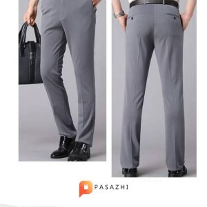 شلوار  راسته کت و شلواری مردانه REOCLE مدل Straight Fit طوسی