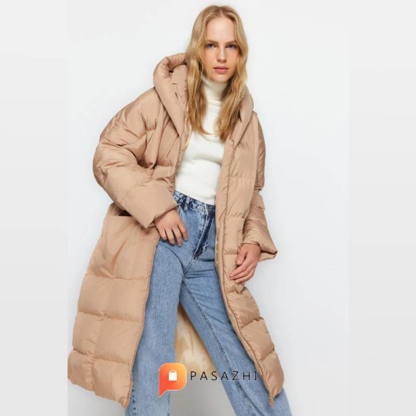 کاپشن بلند پف دار زنانه Trendyol Collection بژ - Image 2