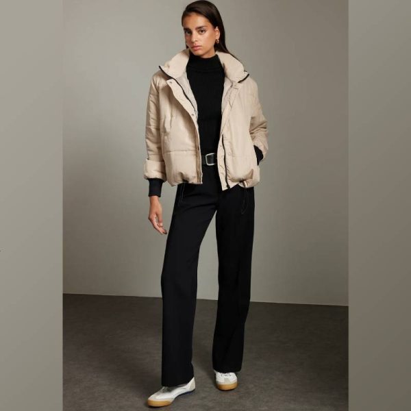 کاپشن کلاهدار ضدآب زنانه Trendyol Collection کرمی - Image 2