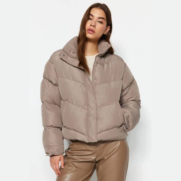کاپشن پف دار ضدآب زنانه Trendyol Collection قهوه ایی - Image 2