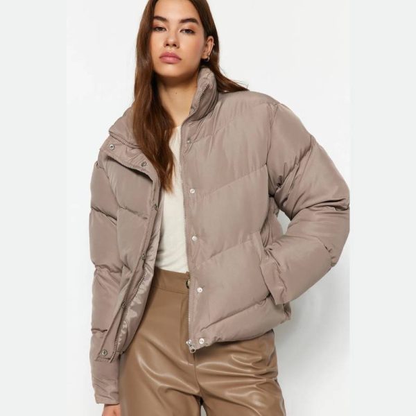 کاپشن پف دار ضدآب زنانه Trendyol Collection قهوه ایی - Image 3