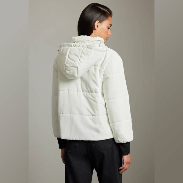 کاپشن کلاهدار ضدآب زنانه Trendyol Collection سفید - Image 2