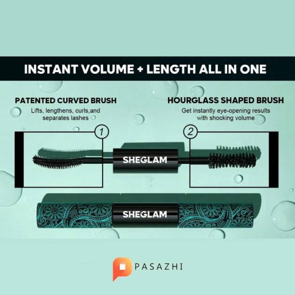 ریمل ضد آب دو سر بلند کننده و حجم دهنده شیگلم SHEGLAM مدل Waterproof mascara - Image 7