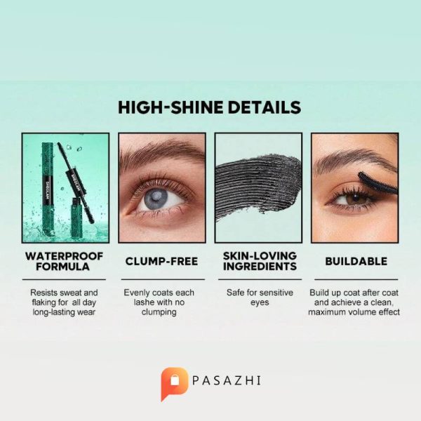ریمل ضد آب دو سر بلند کننده و حجم دهنده شیگلم SHEGLAM مدل Waterproof mascara - Image 9