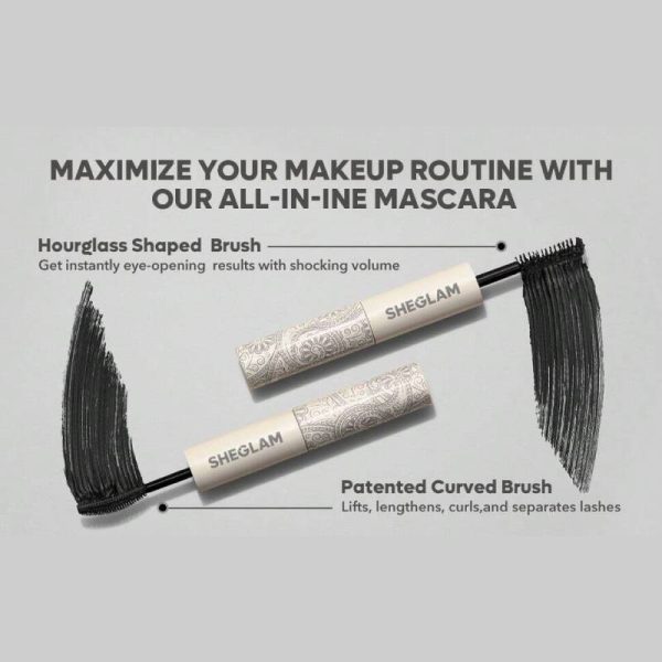 ریمل ضد آب دو سر بلند کننده و حجم دهنده شیگلم SHEGLAM مدل Waterproof mascara - Image 2