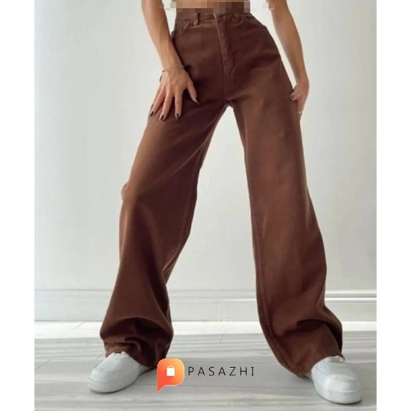 شلوار دمپاگشاد LAMİRA مدل HIGH WAIST قهوه ایی