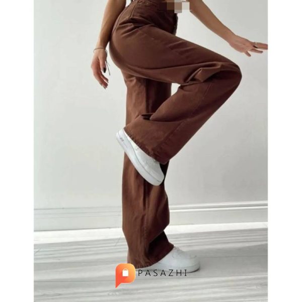 شلوار دمپاگشاد LAMİRA مدل HIGH WAIST قهوه ایی - Image 2