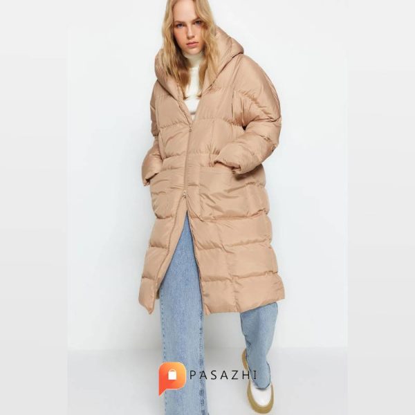 کاپشن بلند پف دار زنانه Trendyol Collection بژ - Image 4