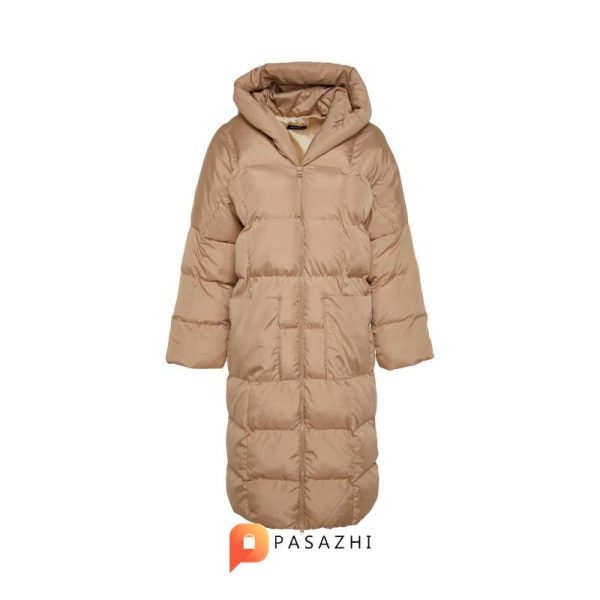 کاپشن بلند پف دار زنانه Trendyol Collection بژ