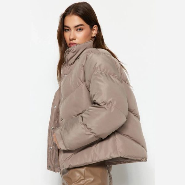کاپشن پف دار ضدآب زنانه Trendyol Collection قهوه ایی - Image 6