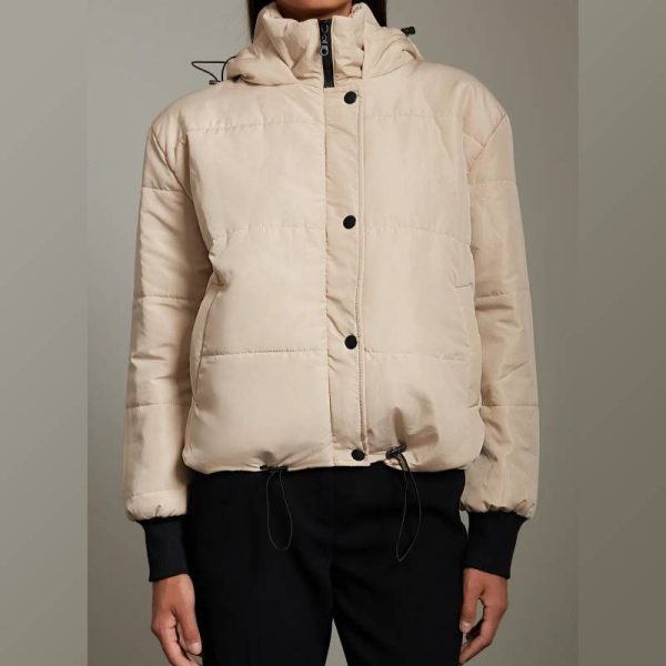 کاپشن کلاهدار ضدآب زنانه Trendyol Collection کرمی - Image 5
