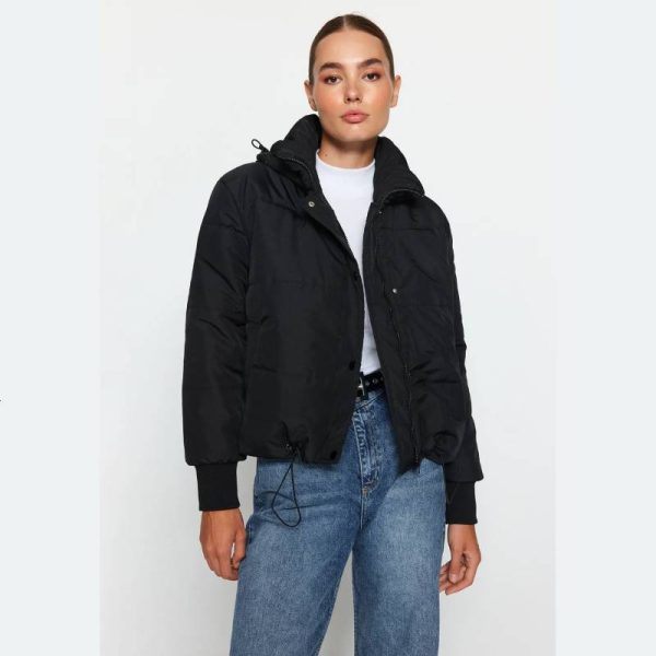 کاپشن کلاهدار ضدآب زنانه Trendyol Collection مشکی - Image 4