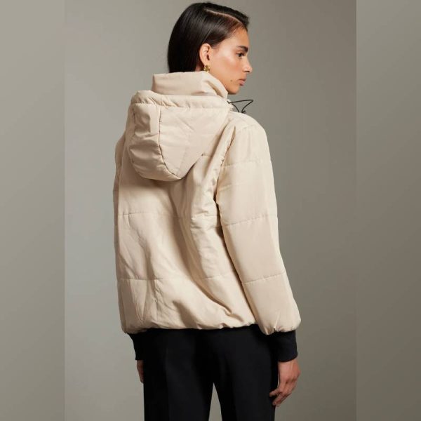 کاپشن کلاهدار ضدآب زنانه Trendyol Collection کرمی - Image 4