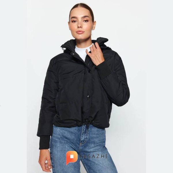 کاپشن کلاهدار ضدآب زنانه Trendyol Collection مشکی - Image 5