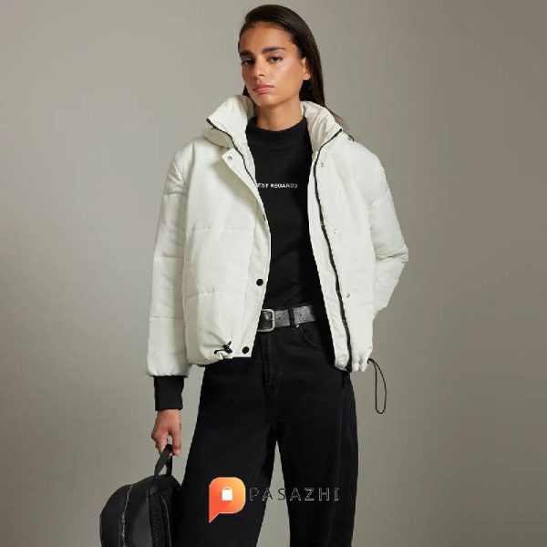 کاپشن کلاهدار ضدآب زنانه Trendyol Collection سفید - Image 5