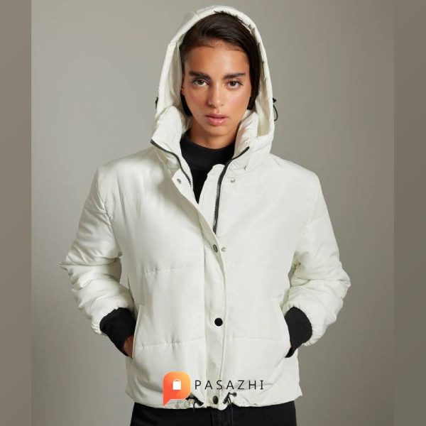 کاپشن کلاهدار ضدآب زنانه Trendyol Collection سفید