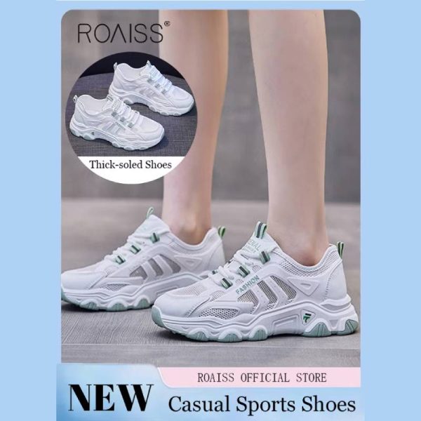 کفش کتانی زنانه ROAISS مدل Large Sole سفید سبز - Image 4