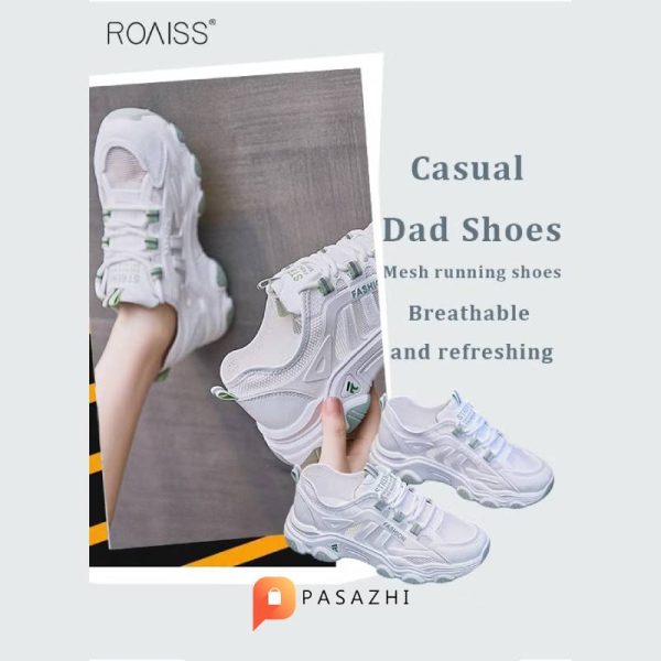 کفش کتانی زنانه ROAISS مدل Large Sole سفید سبز