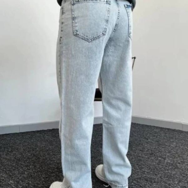 شلوار جین گشاد مردانه ketench مدل Loose Fit آبی روشن دونه برفی - Image 2