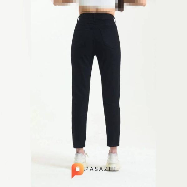 شلوار جین مام فاق بلند زنانه LAMİRA مدل Stretchy مشکی - Image 2