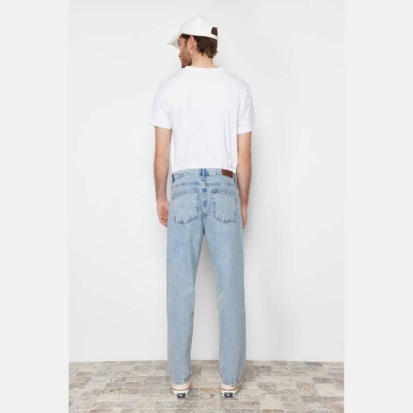 شلوار جین گشاد مردانه Trendyol Collection مدل Straight Fit آبی روشن - Image 3