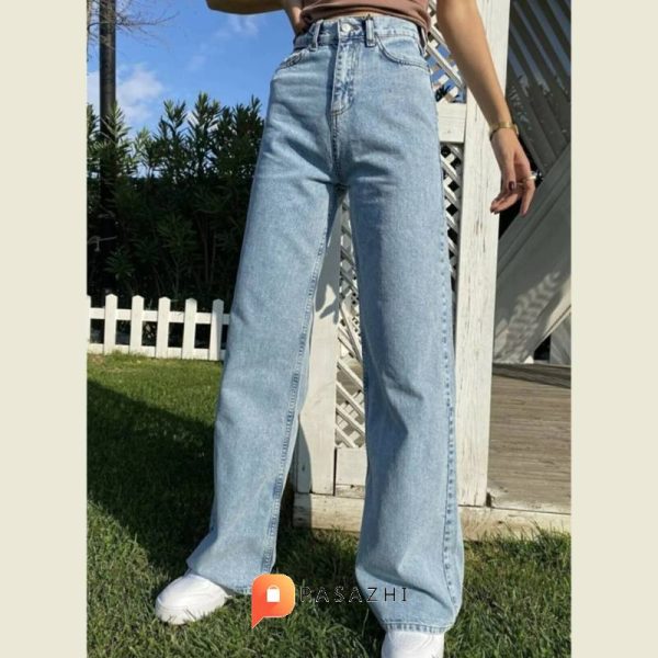 شلوار جین گشاد زنانه Trn JNS مدل 90's Snow Lycra آبی دونه برفی