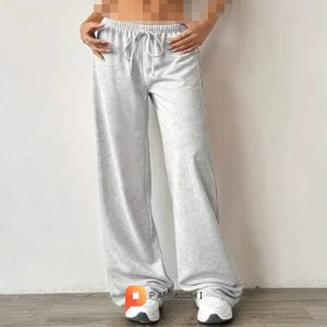 شلوار اسلش ورزشی بگ زنانه CAONNES مدل Loose Fitting طوسی