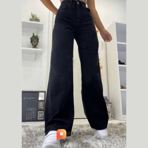 شلوار جین فاق بلند بگ زنانه Trn JNS مدل Snow Lycra مشکی - Image 3