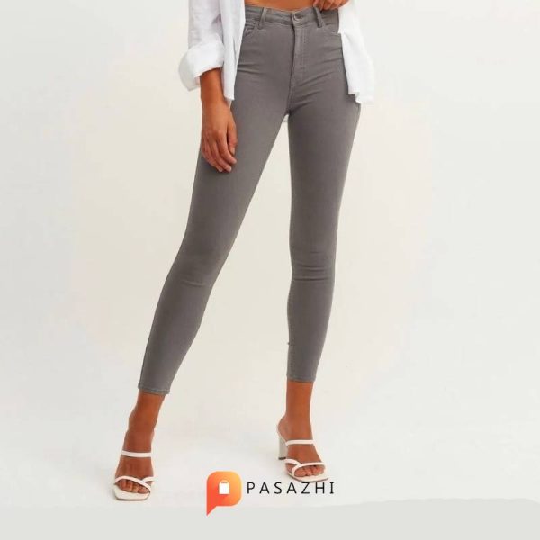 شلوار جین قد 90 زنانه LAMİRA مدل Ver Skinny Leg طوسی تیره