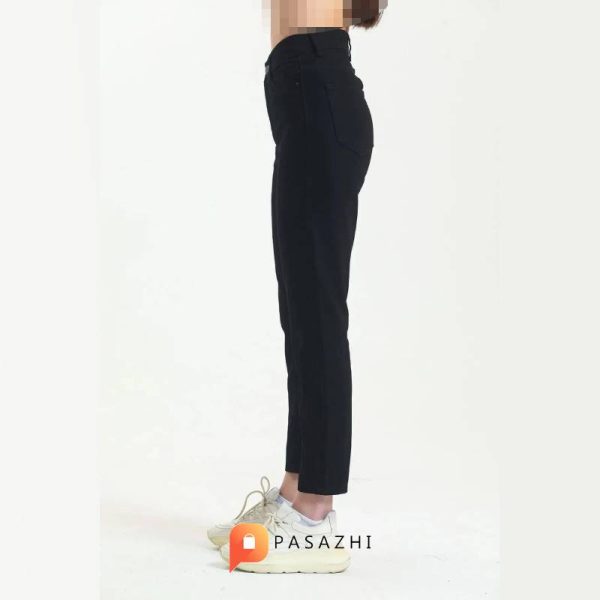 شلوار جین مام فاق بلند زنانه LAMİRA مدل Stretchy مشکی - Image 3