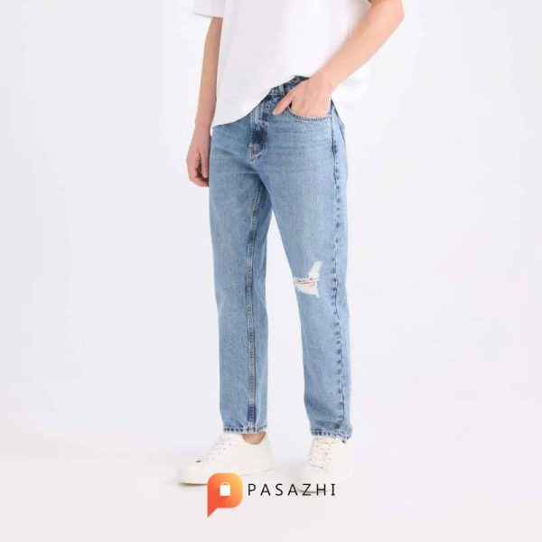 شلوار جین زاپدار مردانه Defacto مدل Slim Fit 90's آبی - Image 5