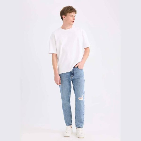 شلوار جین زاپدار مردانه Defacto مدل Slim Fit 90's آبی - Image 6