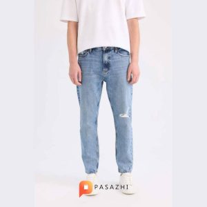 شلوار جین زاپدار مردانه Defacto مدل Slim Fit 90's آبی