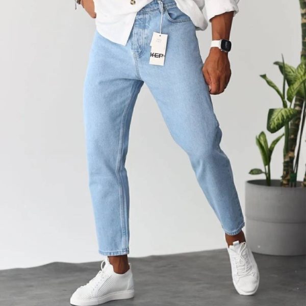 شلوار جین مردانه MADZEYMODA مدل Boyfriend آبی - Image 3