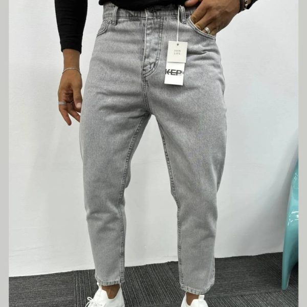 شلوار جین مردانه MADZEYMODA مدل Boyfriend طوسی - Image 2