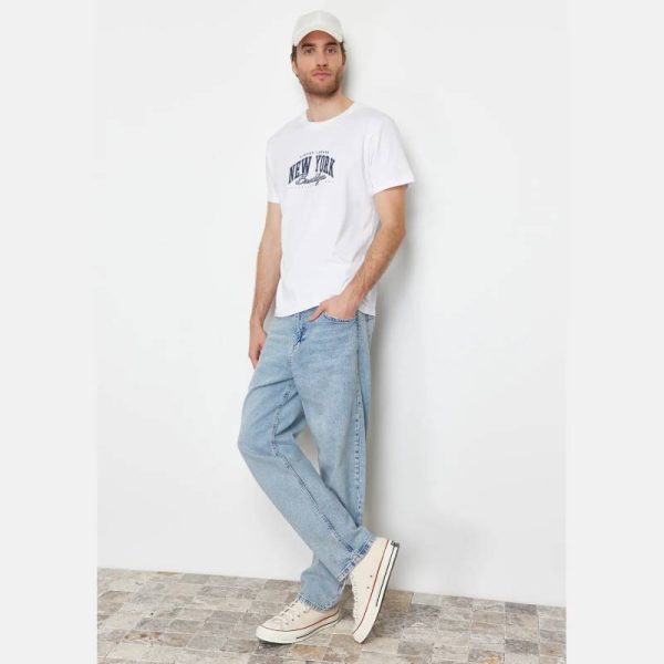شلوار جین گشاد مردانه Trendyol Collection مدل Straight Fit آبی روشن - Image 8