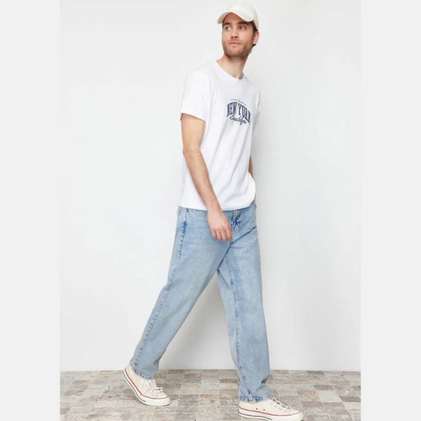 شلوار جین گشاد مردانه Trendyol Collection مدل Straight Fit آبی روشن - Image 9