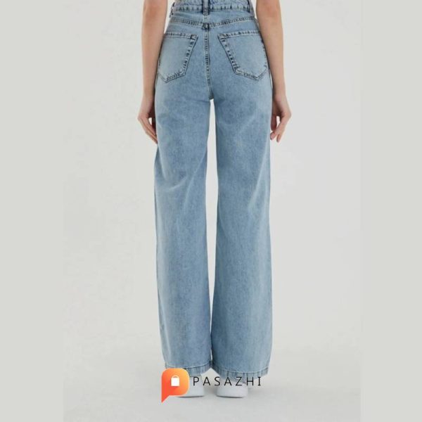 شلوار جین گشاد زنانه Trn JNS مدل 90's Snow Lycra آبی دونه برفی - Image 4