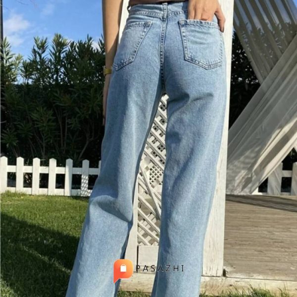 شلوار جین گشاد زنانه Trn JNS مدل 90's Snow Lycra آبی دونه برفی - Image 4
