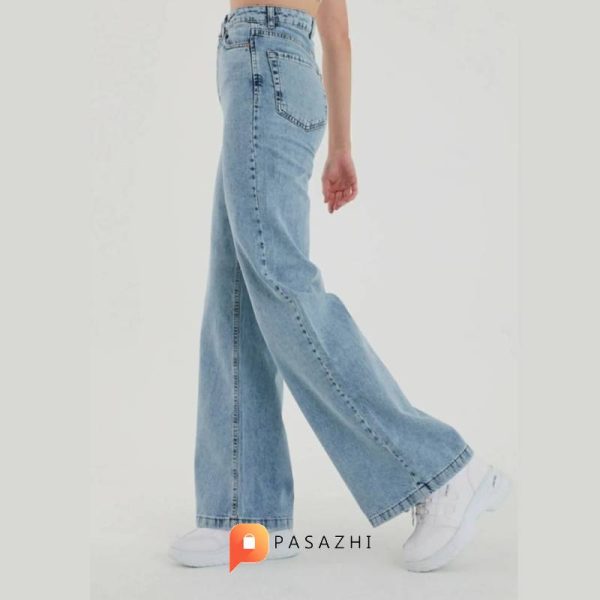 شلوار جین گشاد زنانه Trn JNS مدل 90's Snow Lycra آبی دونه برفی - Image 5