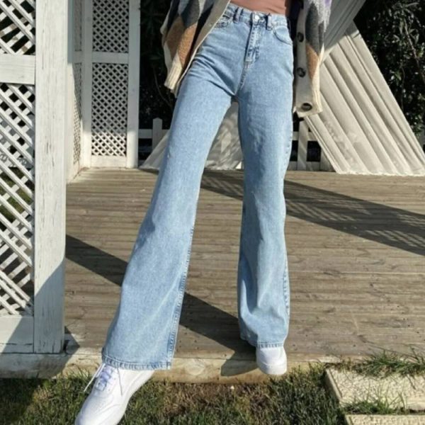 شلوار جین گشاد زنانه Trn JNS مدل 90's Snow Lycra آبی دونه برفی - Image 5