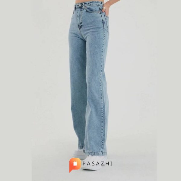 شلوار جین گشاد زنانه Trn JNS مدل 90's Snow Lycra آبی دونه برفی