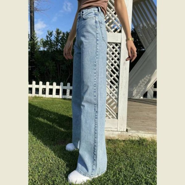 شلوار جین گشاد زنانه Trn JNS مدل 90's Snow Lycra آبی دونه برفی - Image 3