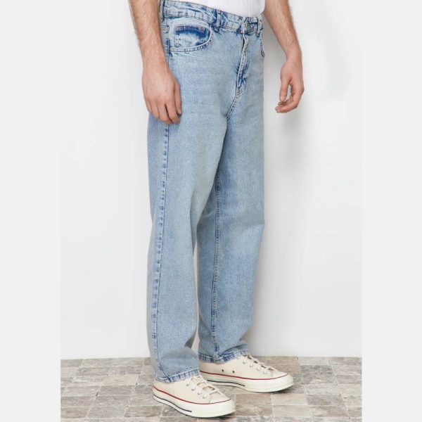 شلوار جین گشاد مردانه Trendyol Collection مدل Straight Fit آبی روشن - Image 6