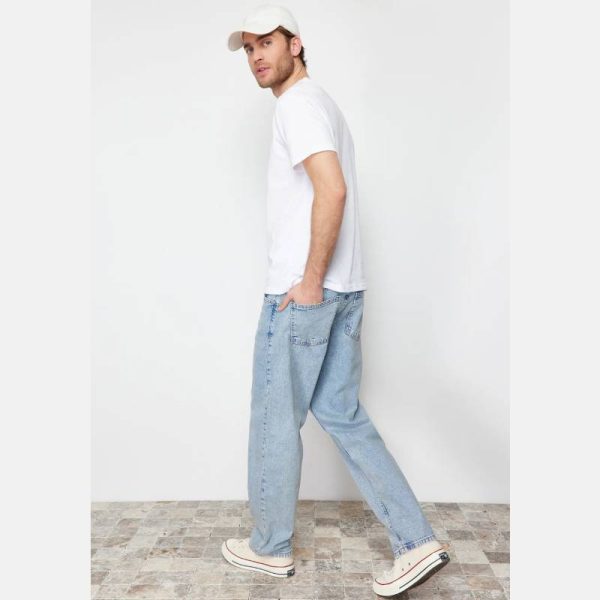 شلوار جین گشاد مردانه Trendyol Collection مدل Straight Fit آبی روشن - Image 7