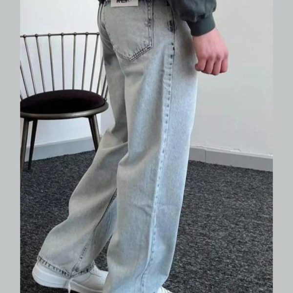 شلوار جین گشاد مردانه ketench مدل Loose Fit آبی روشن دونه برفی - Image 5