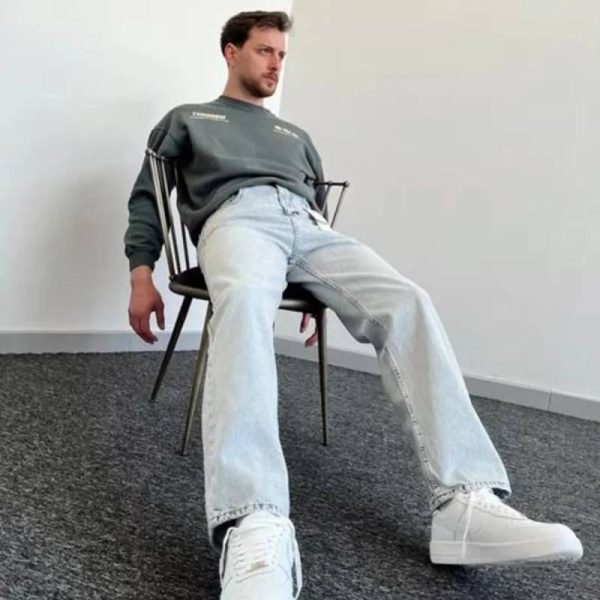 شلوار جین گشاد مردانه ketench مدل Loose Fit آبی روشن دونه برفی - Image 4